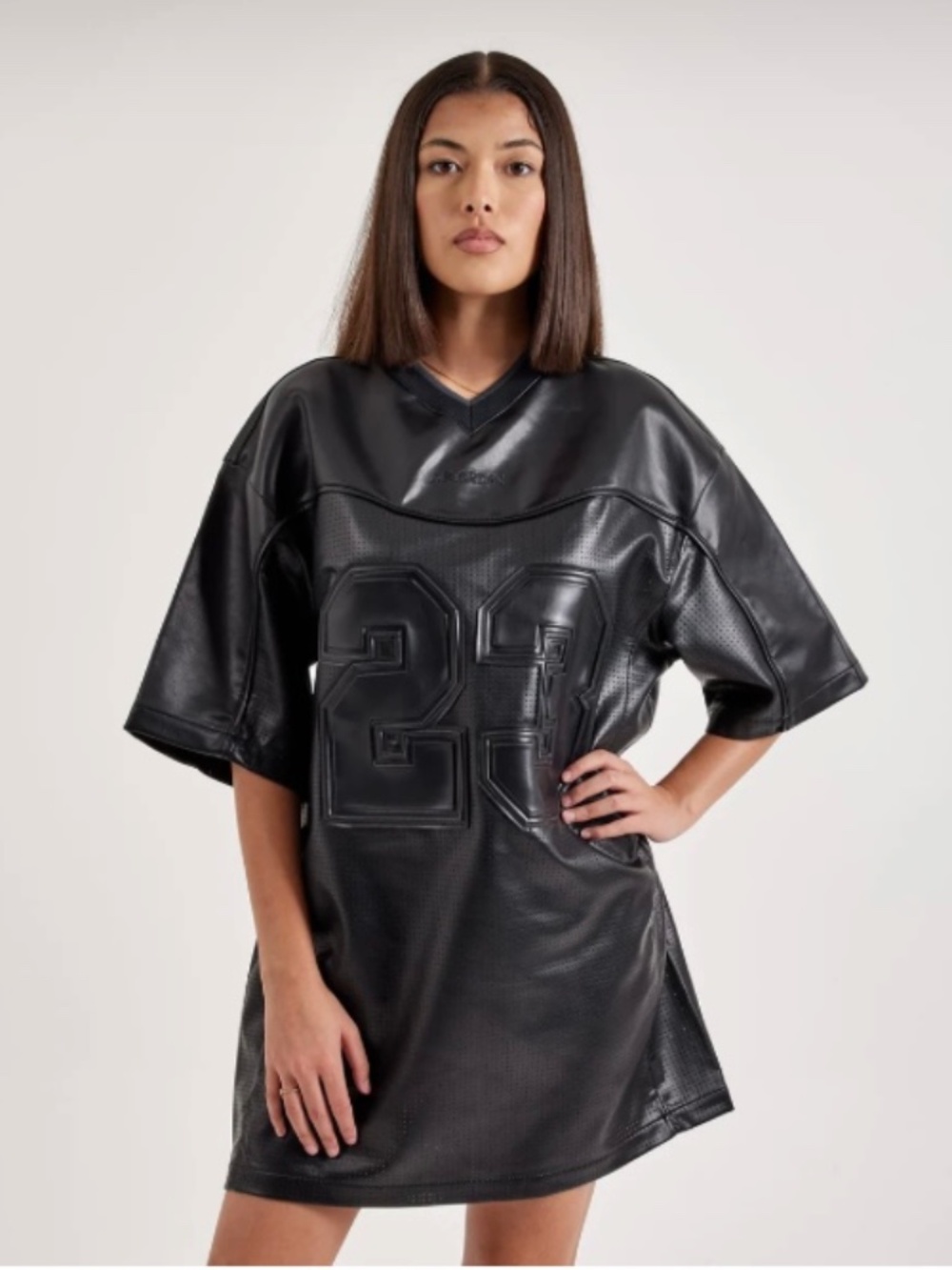 Jordan Faux Leather T shirt Dress Womens Size Extra Small